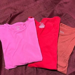 Women’s Long Sleeve Tee Shirts size Large Pink/Red/Burnt Orange